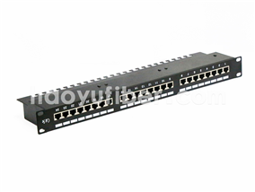 1U 24 Port CAT5E Shielded FTP Straight-through Copper Patch Panel